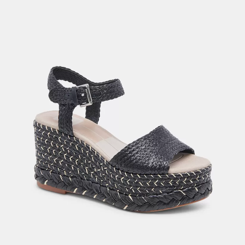 Wedges | Sandals | Dolce Vita TIAGO WEDGES BLACK RAFFIA BLACKRAFFIA