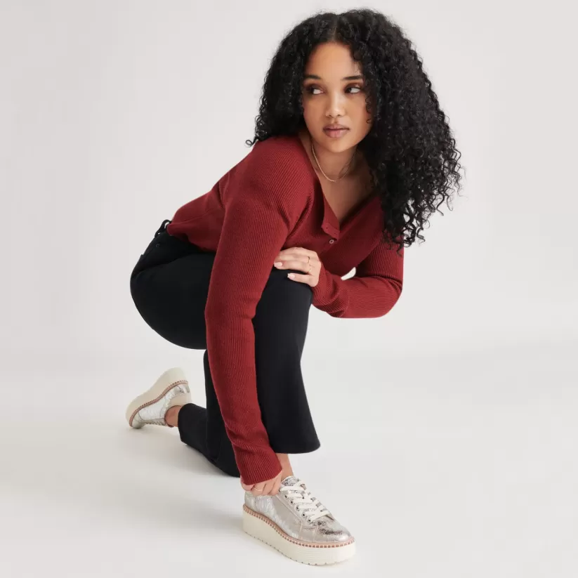 Make It Metallic | Sneakers | Dolce Vita TWAIN SNEAKERS SILVER CRACKLED LEATHER SILVERCRACKLEDLEATHER