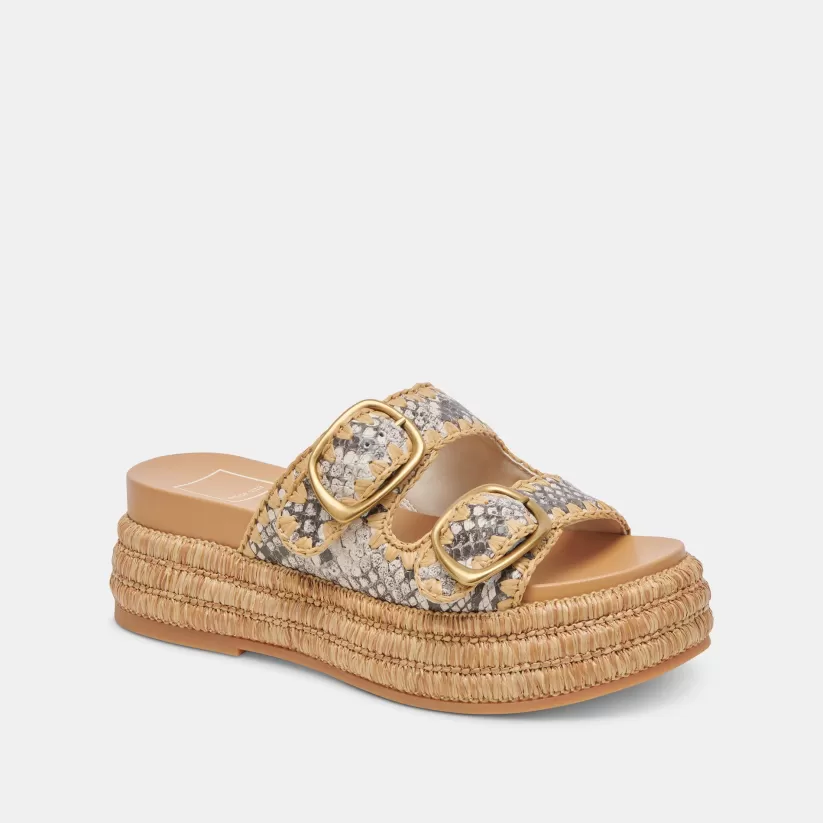 Sandals | Dolce Vita WANIKA SANDALS BLACK WHITE EMBOSSED LEATHER BLACKWHITEEMBOSSEDLEATHER