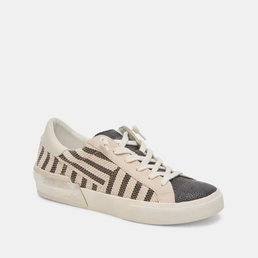 Sneakers | Dolce Vita ZINA PATCH SNEAKERS BLACK BEIGE RAFFIA BLACKBEIGERAFFIA