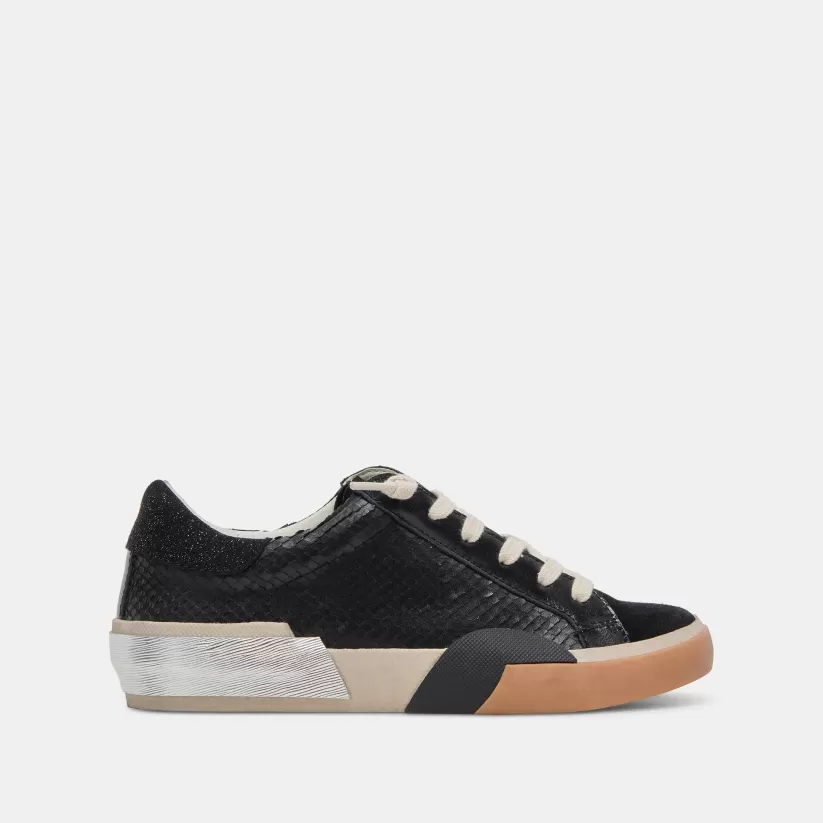 Wide Widths | Sneakers | Dolce Vita ZINA WIDE SNEAKERS ONYX EMBOSSED LEATHER ONYXEMBOSSEDLEATHER