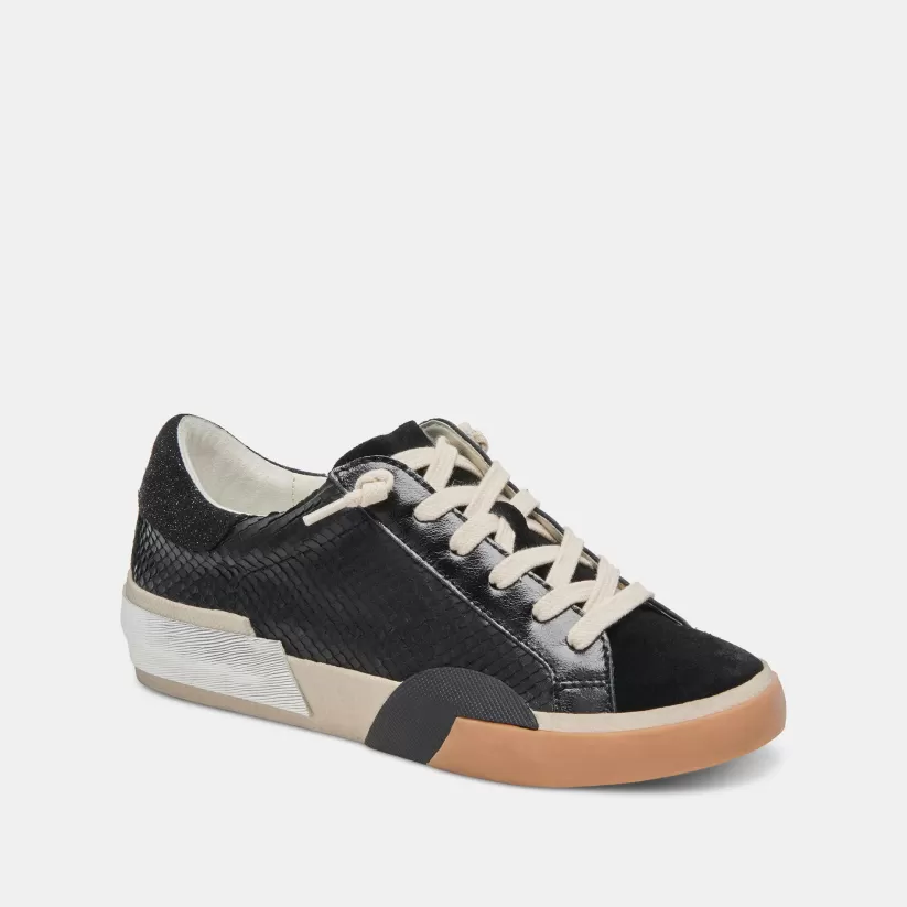 Wide Widths | Sneakers | Dolce Vita ZINA WIDE SNEAKERS ONYX EMBOSSED LEATHER ONYXEMBOSSEDLEATHER
